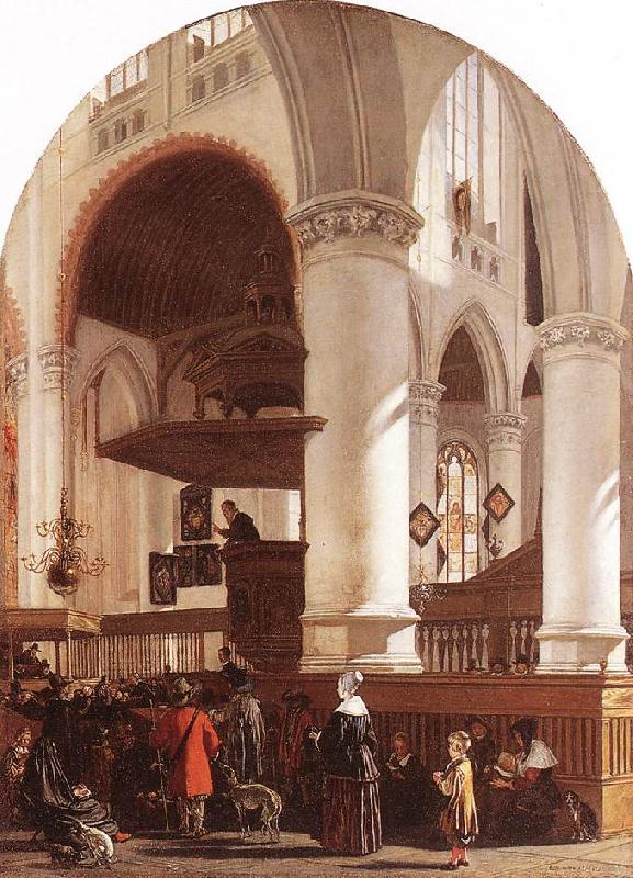 WITTE, Emanuel de Interior of the Oude Kerk at Delft during a Sermon France oil painting art